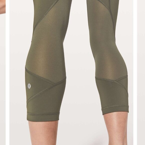 Lululemon Pace Rival Crop *22" Dark Olive Leggings Women's 4 Workout athletic - Picture 5 of 16